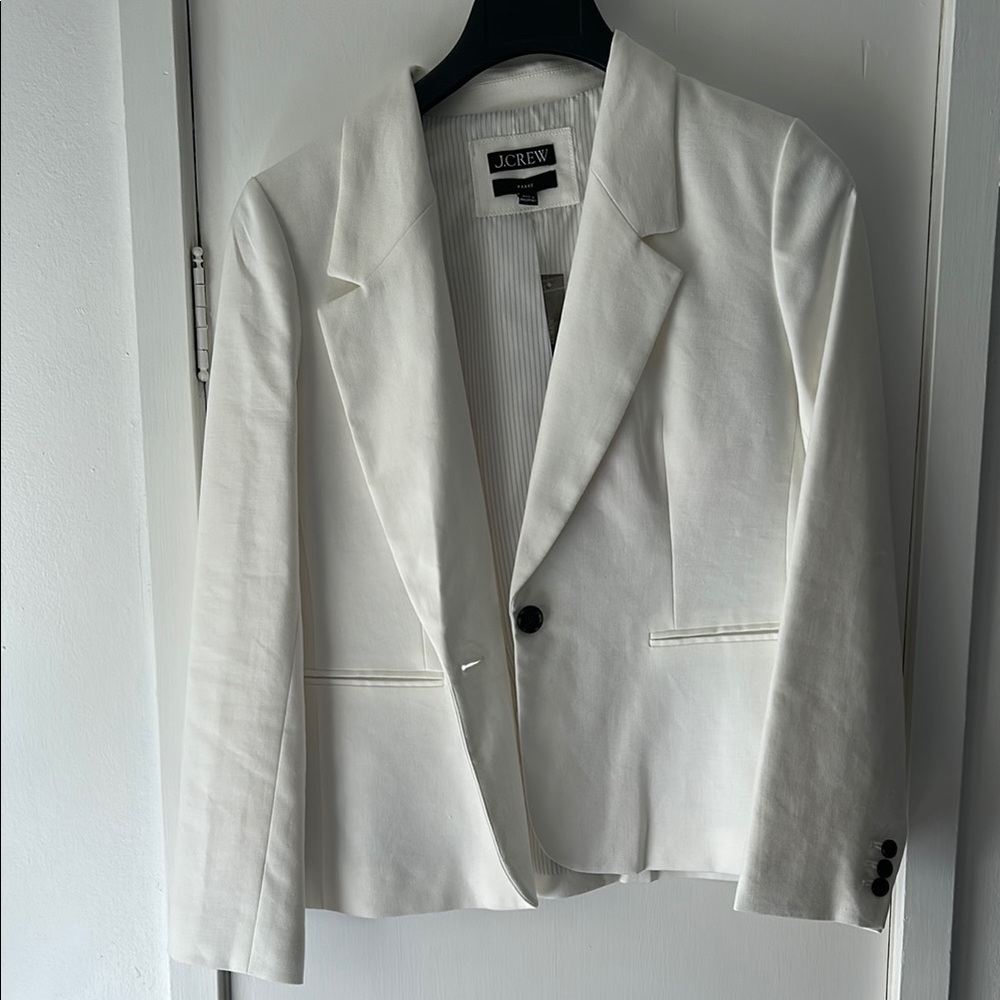 J. Crew White Linen Blazer Professional Suit Jacket